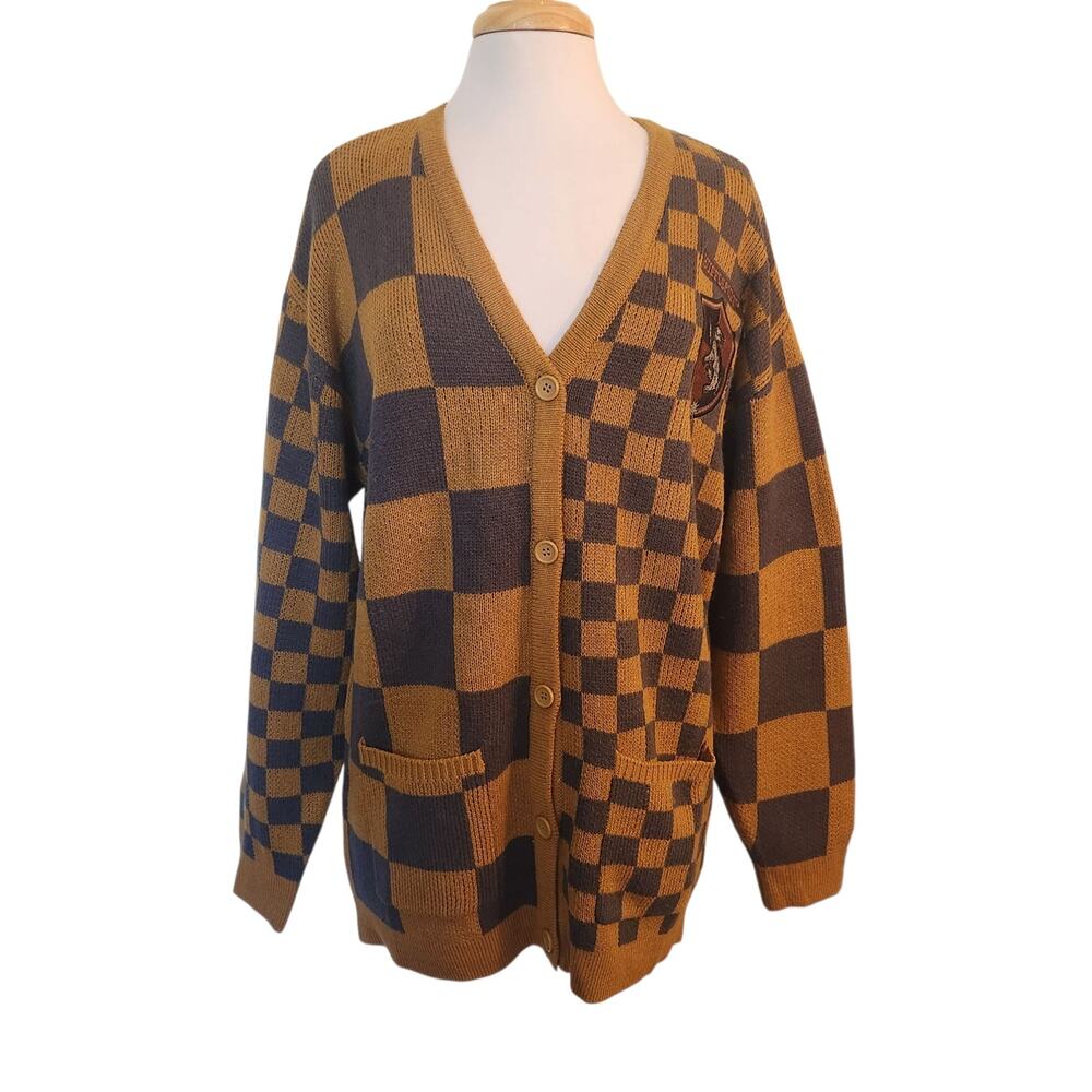 Harry Potter Hufflepuff Checkered Women's Cardigan Size Large